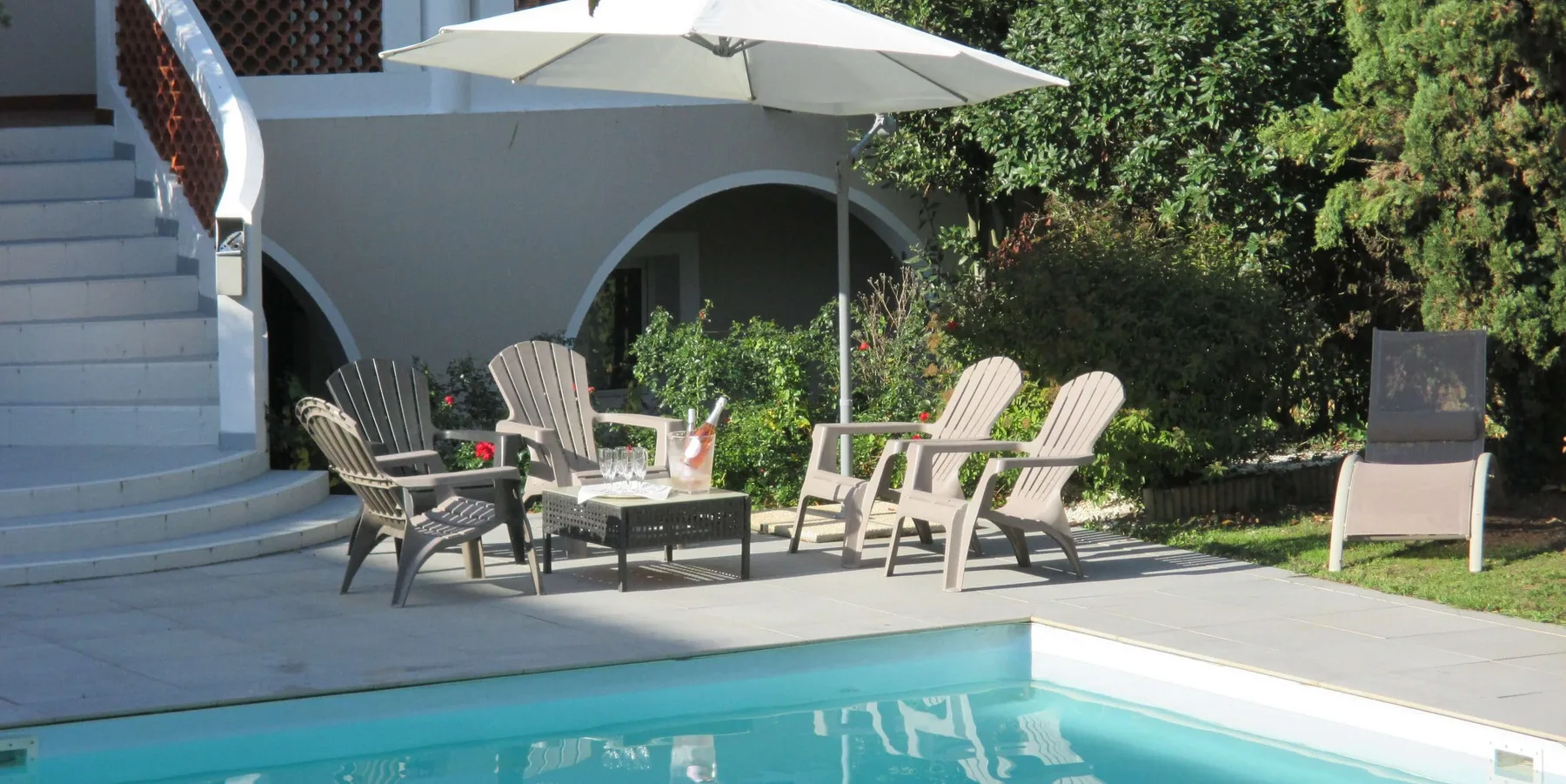 Hotel garden and pool