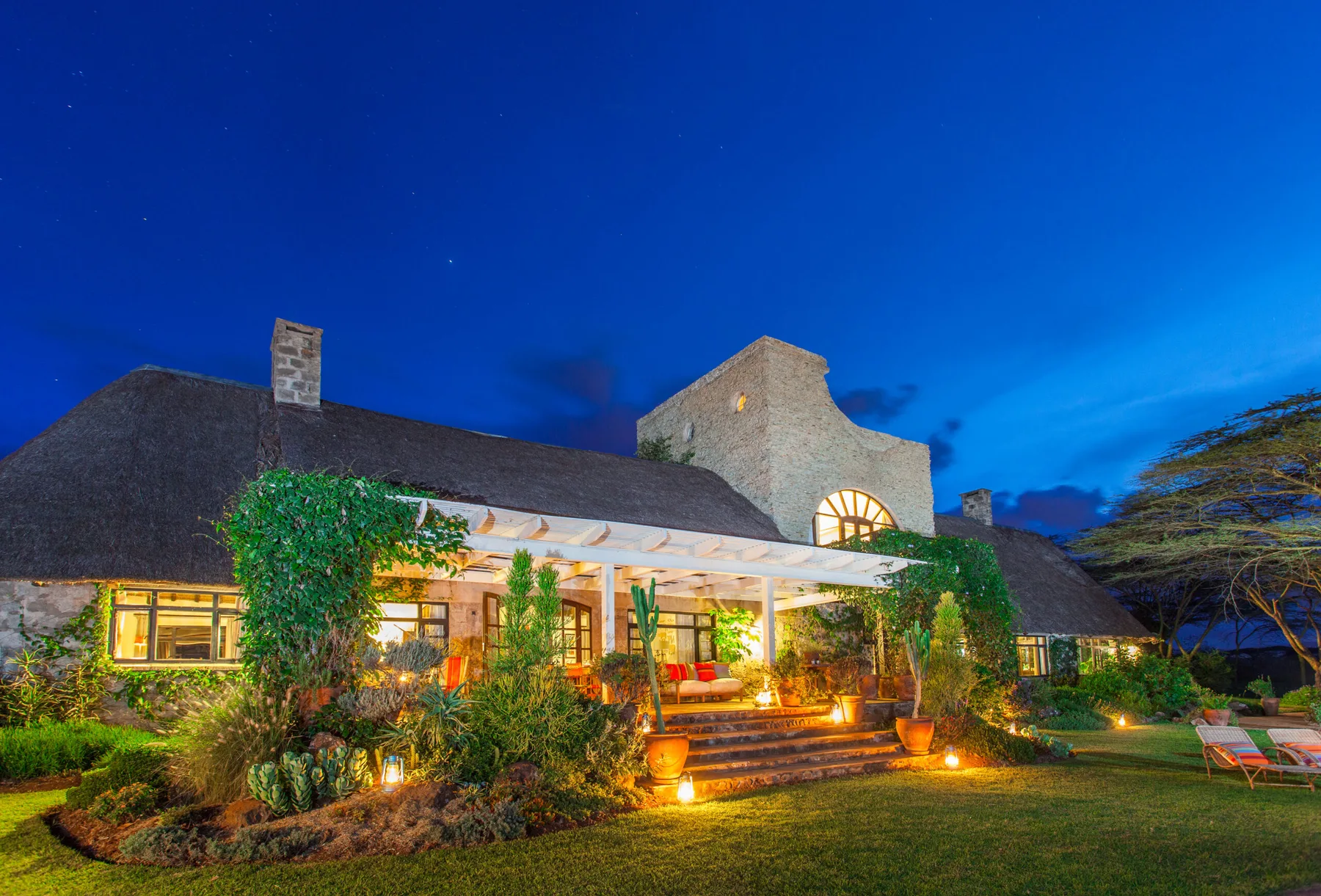 Main lodge at night