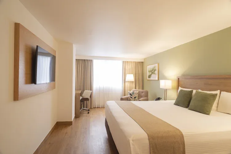 Stanza Hotel King room with bed, television and desk