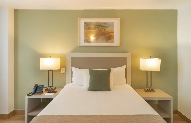Front view of a Stanza Hotel single room