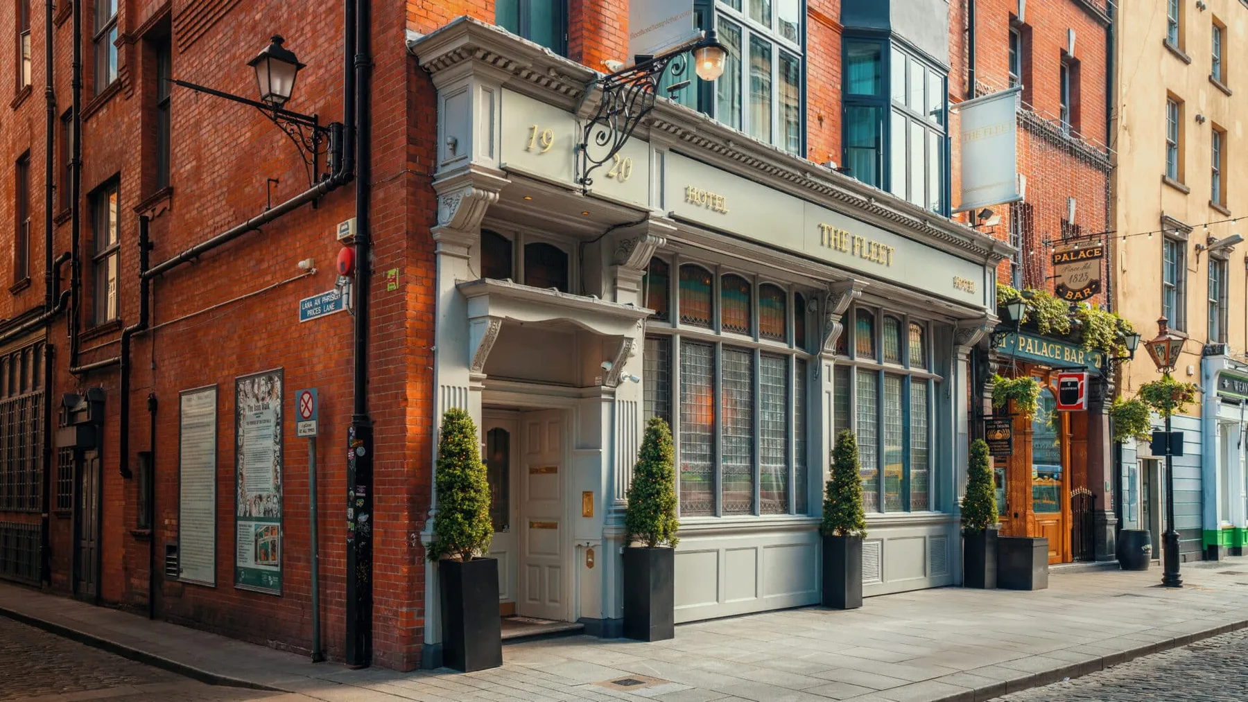 Historic hotel facade and entrance.
