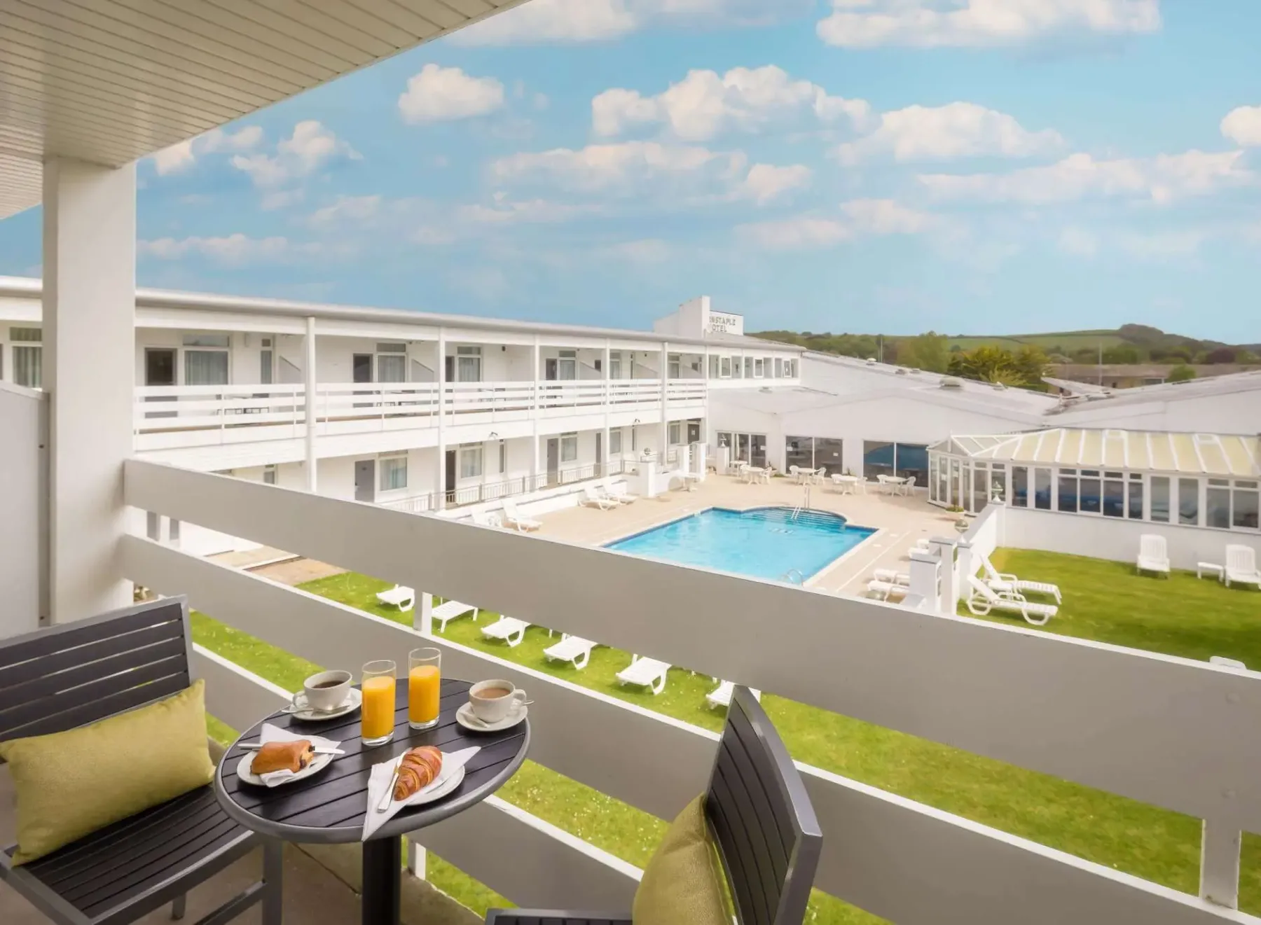Hotel balcony and view