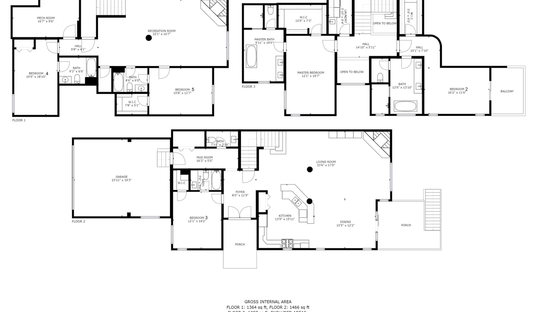 Un plano en blanco y negro muestra la distribución de varias habitaciones y zonas de estar.