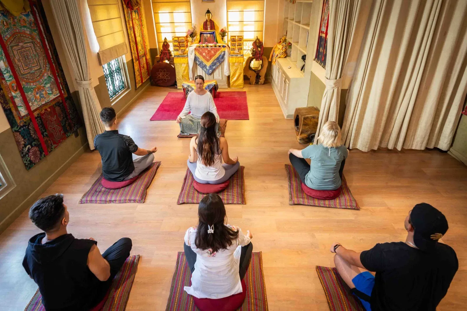Guests meditating at the Himalayan Buddhist Meditation Centre.