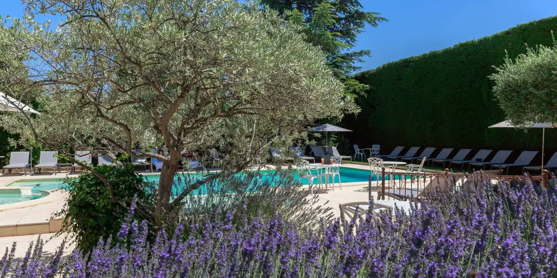Outdoor pool amid the garden