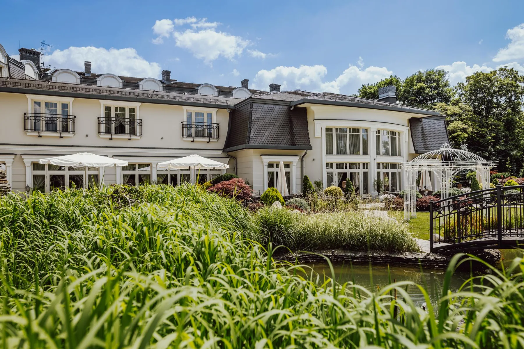 Hotel building and garden