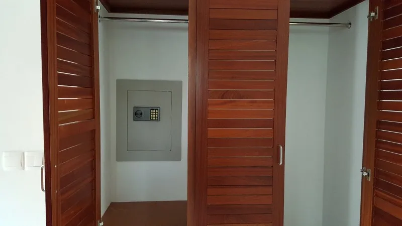 In-room safe at Bambous River Lodge