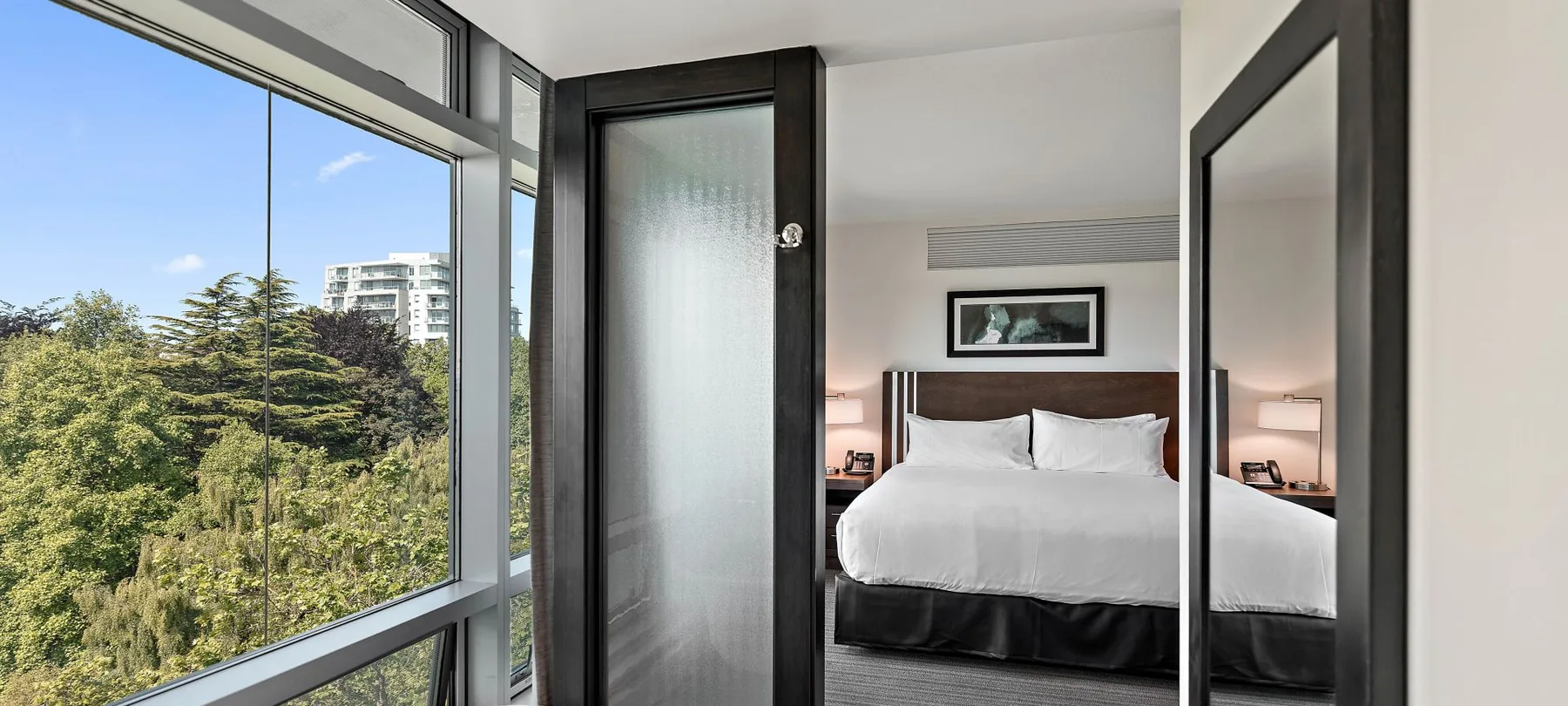 Room with a bed and window