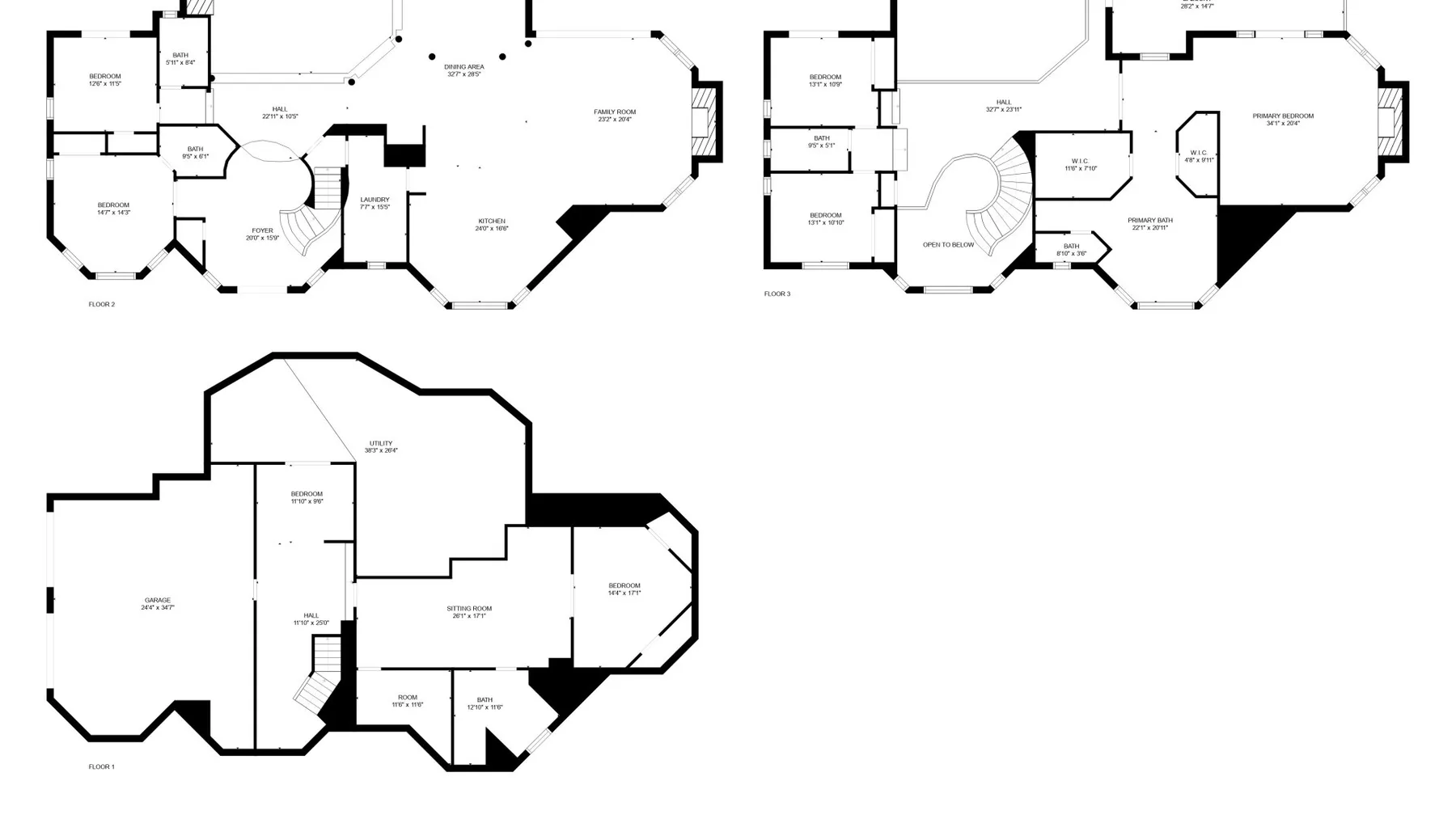 Planos arquitectónicos muestran distribuciones de habitaciones y escaleras.
