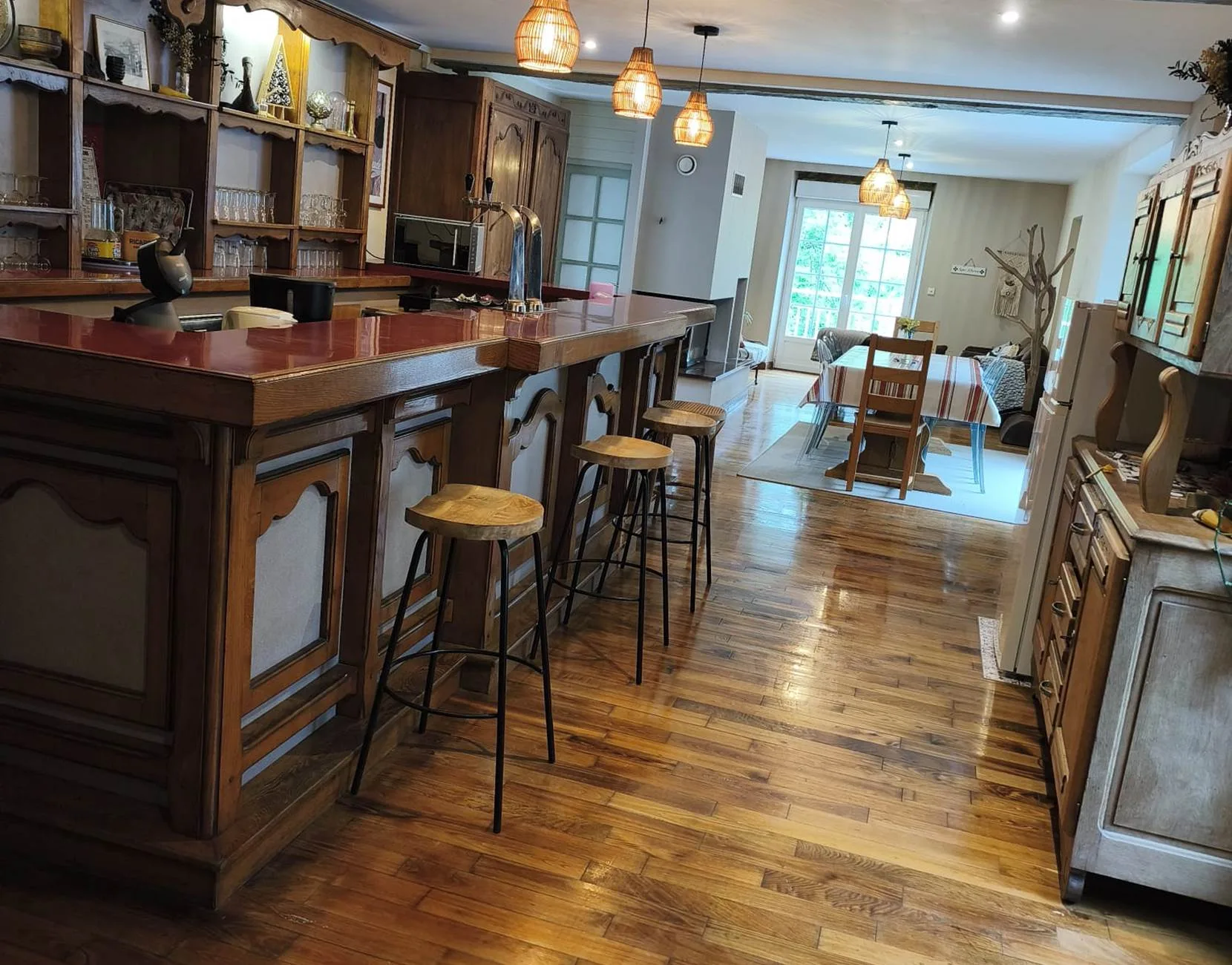 Kitchen, dining and living area