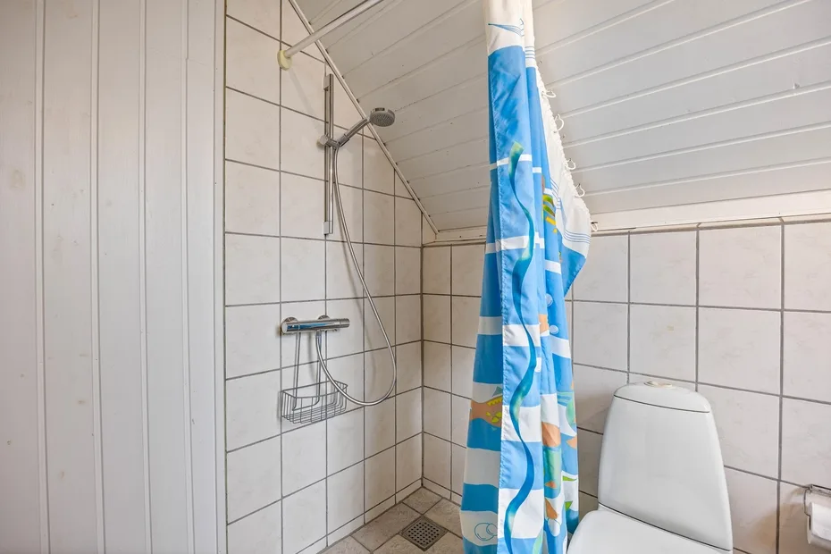 Un baño alicatado con ducha e inodoro.