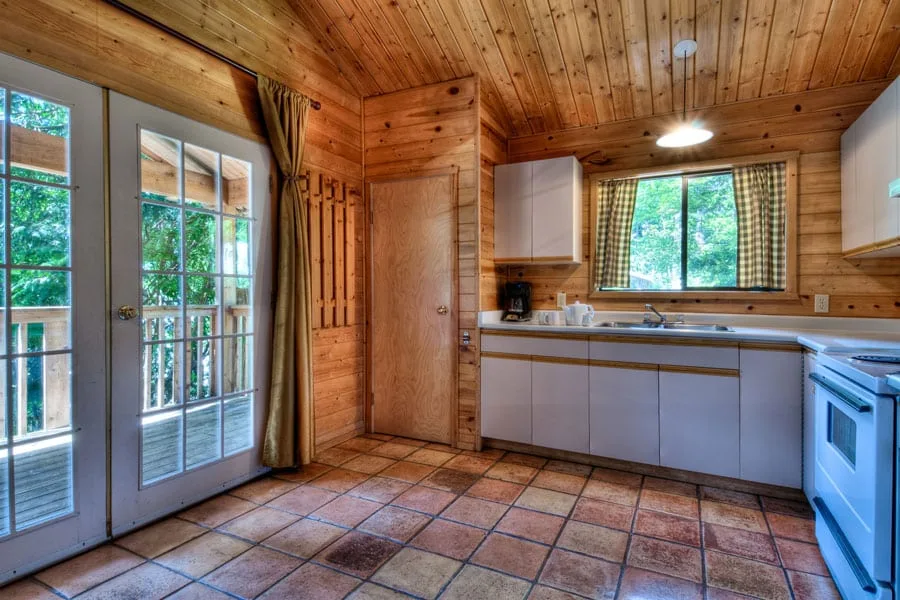 Two-bedroom cabin kitchen