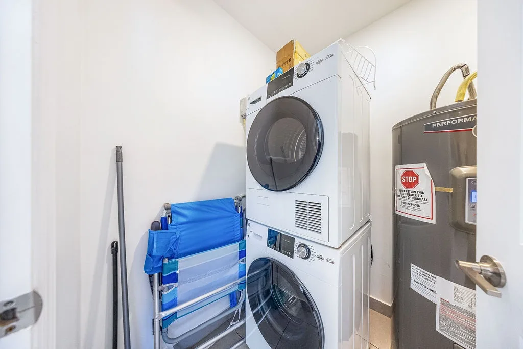 Your own stacked washer and dryer means fresh, clean clothes throughout your stay—no coin laundry trips needed.