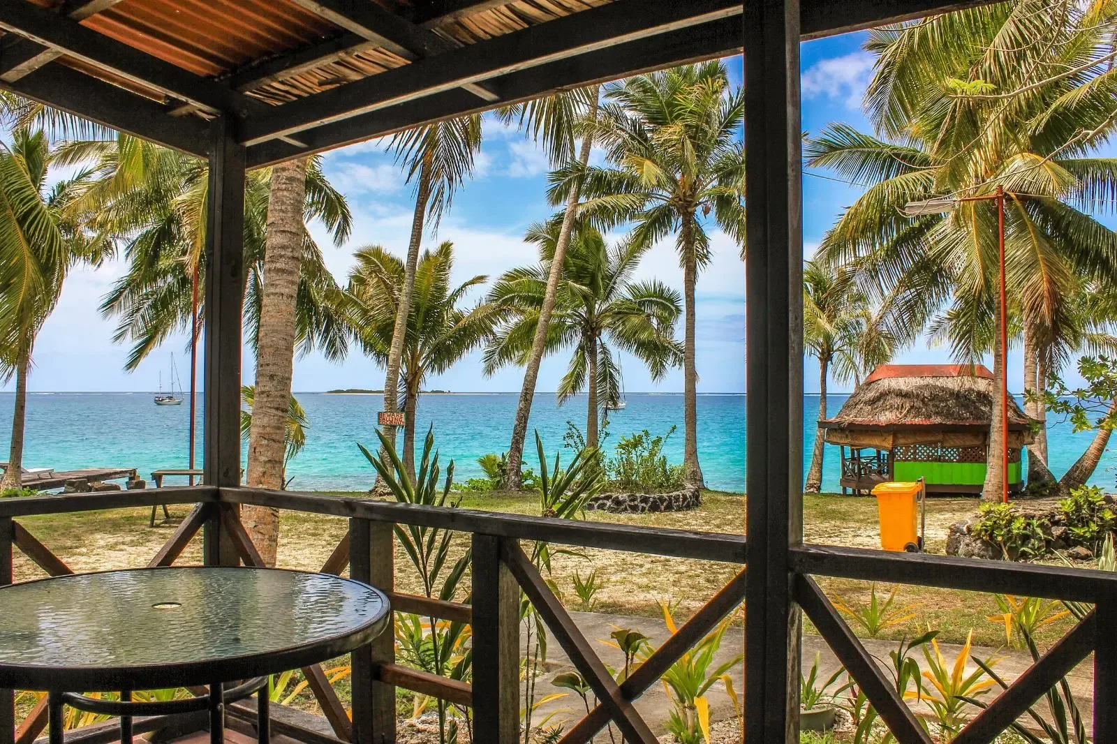 View from a Tui Moana ensuite room across Asau Bay