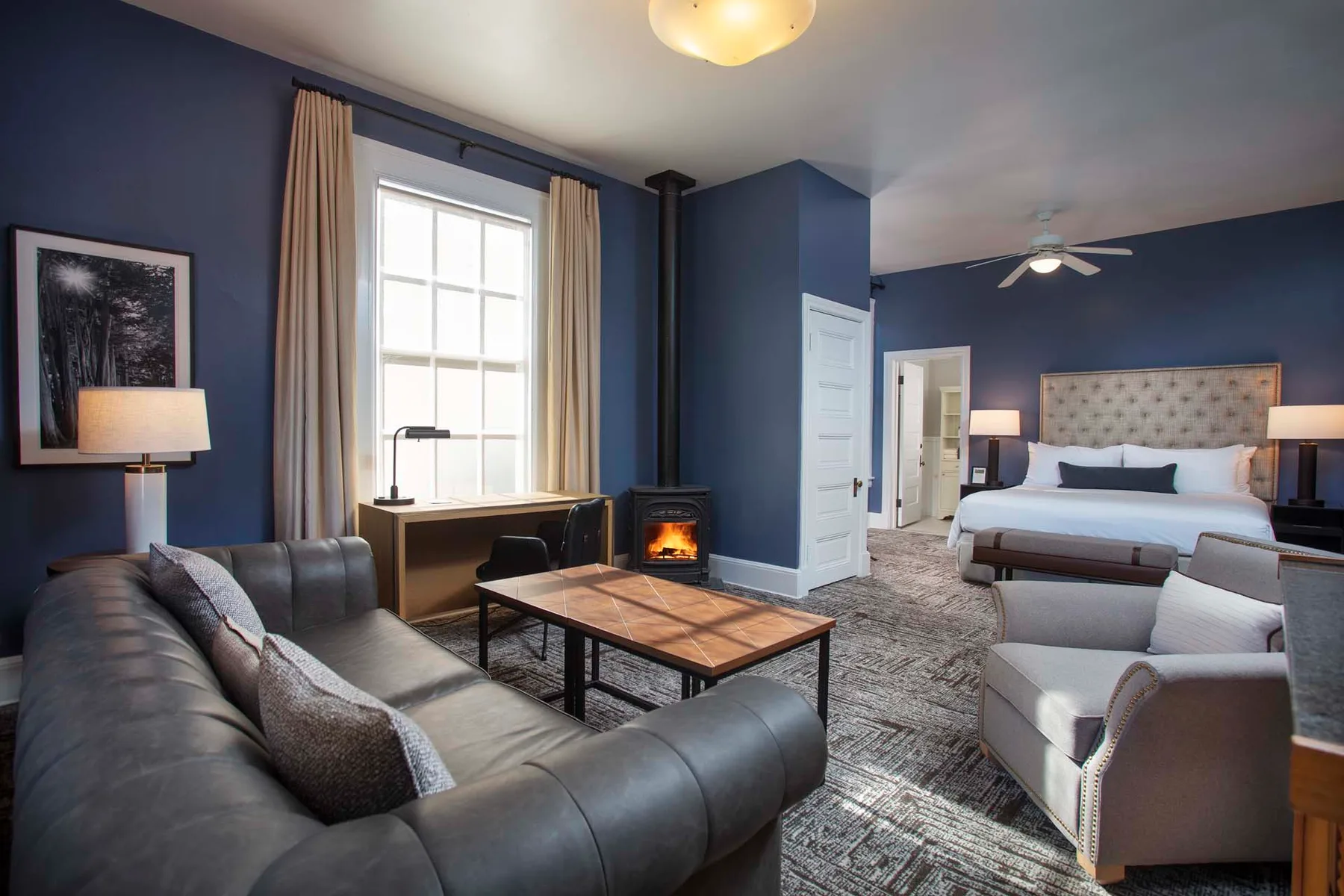 Historic room with king bed and sitting area