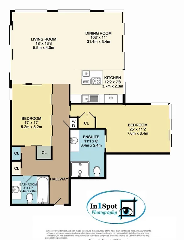 Un plano muestra la distribución de las áreas de sala, comedor, cocina, dormitorios y baños.