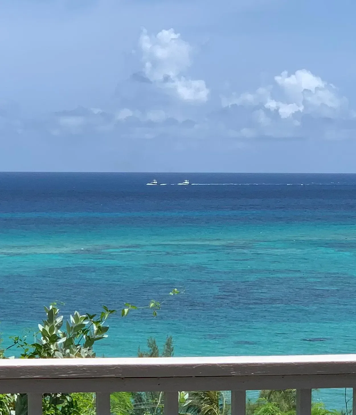Vista del océano desde un balcón de madera