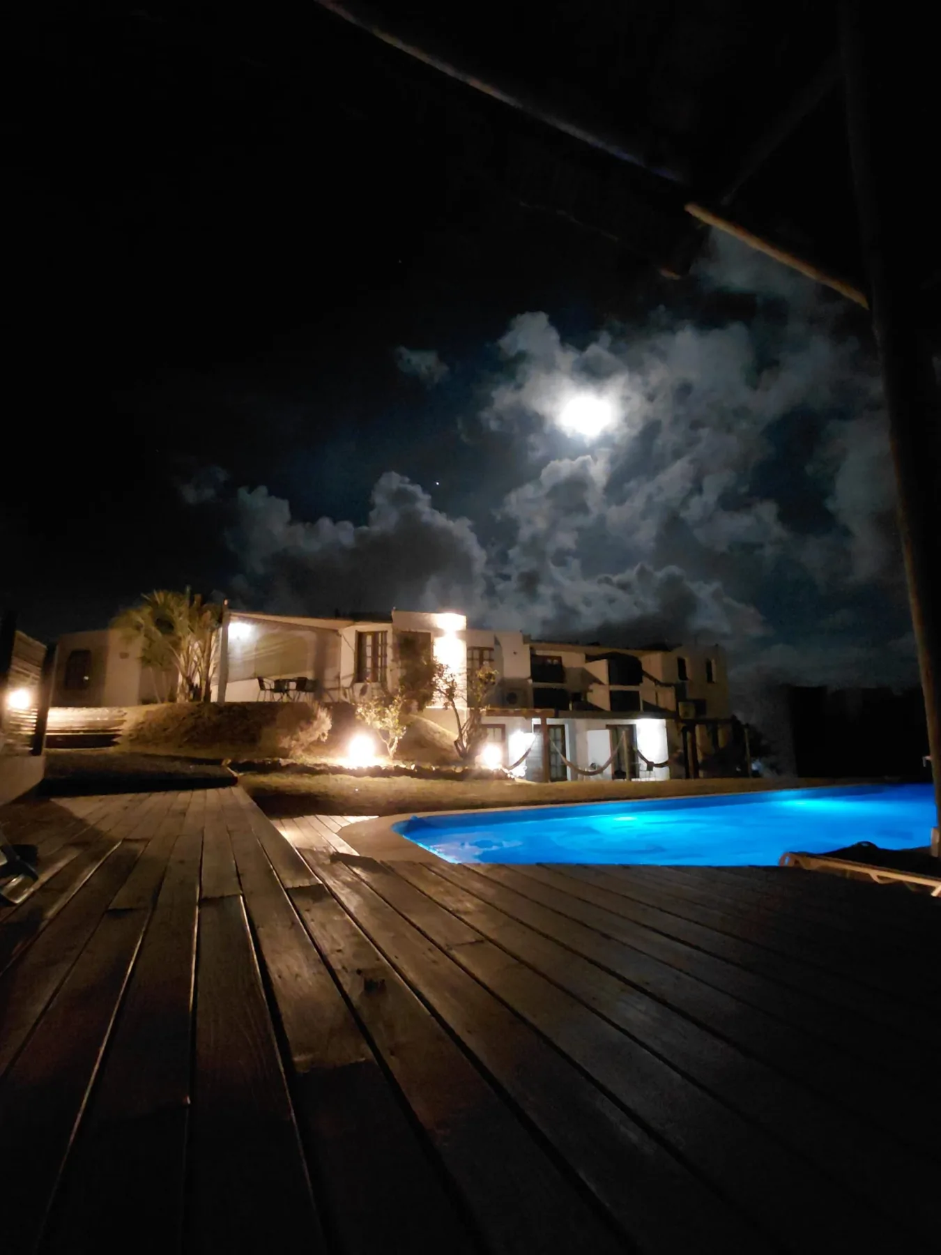 Heated pool at night