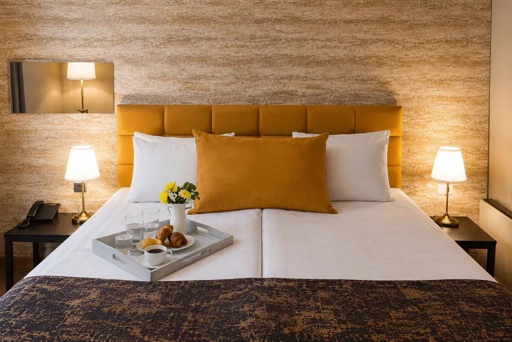 Double room with a welcome tray