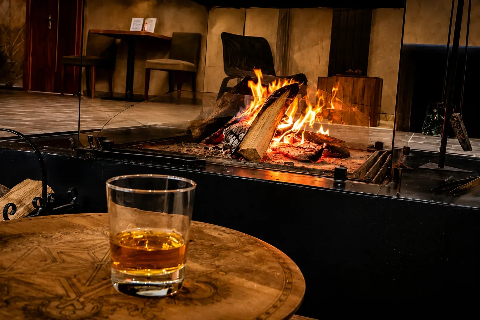 Fireplace in the lobby bar