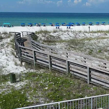 Boardwalk beach access at Wavecrest Lodge