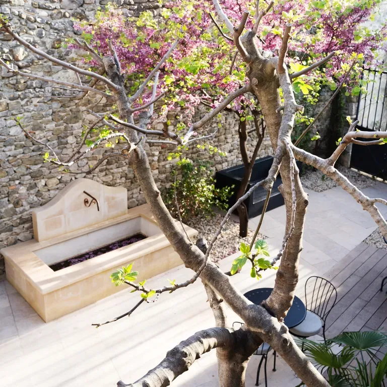 Terraza de las casas rurales y las habitaciones de huéspedes