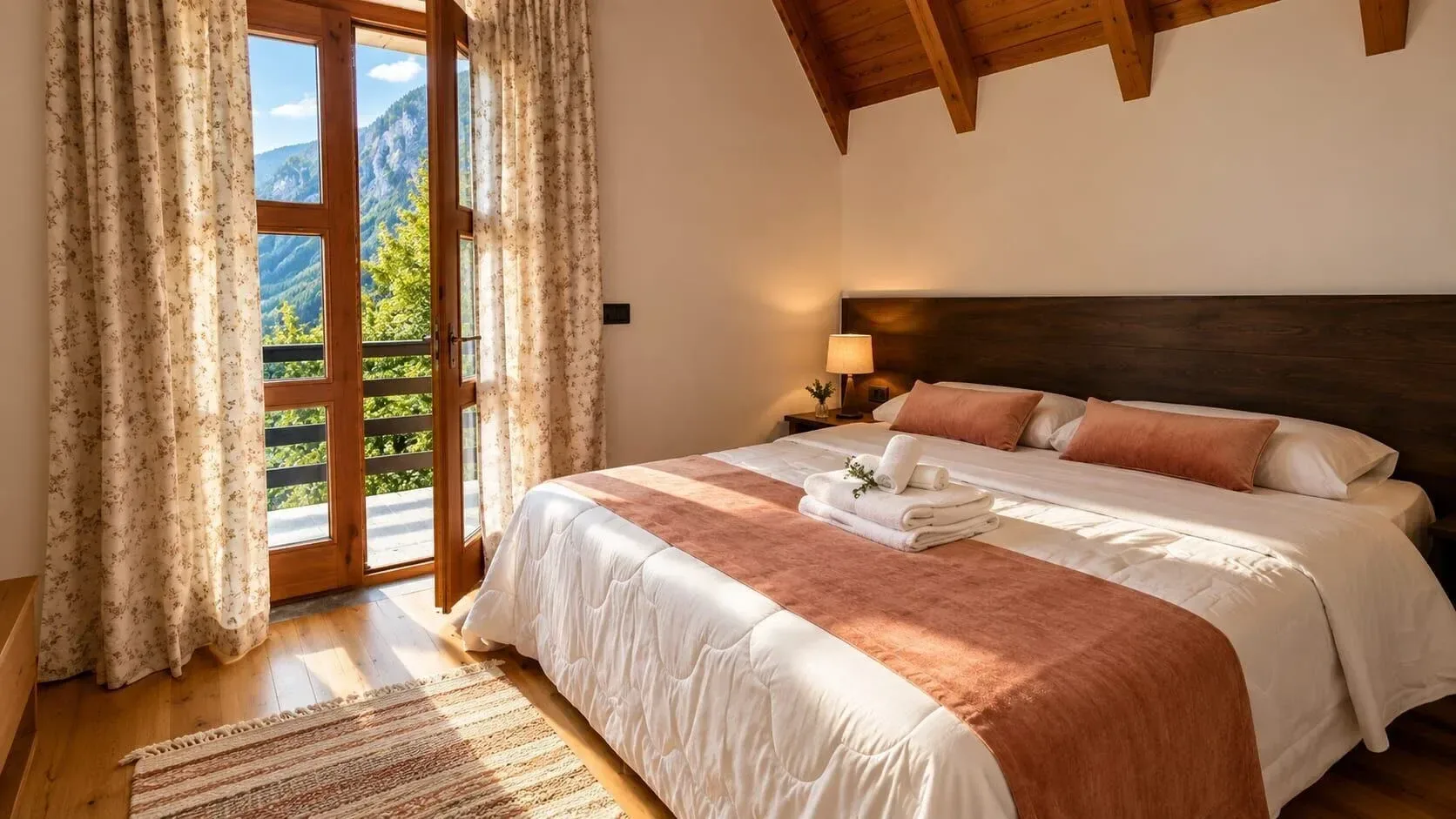 Deluxe Double Room with balcony and mountain view.
