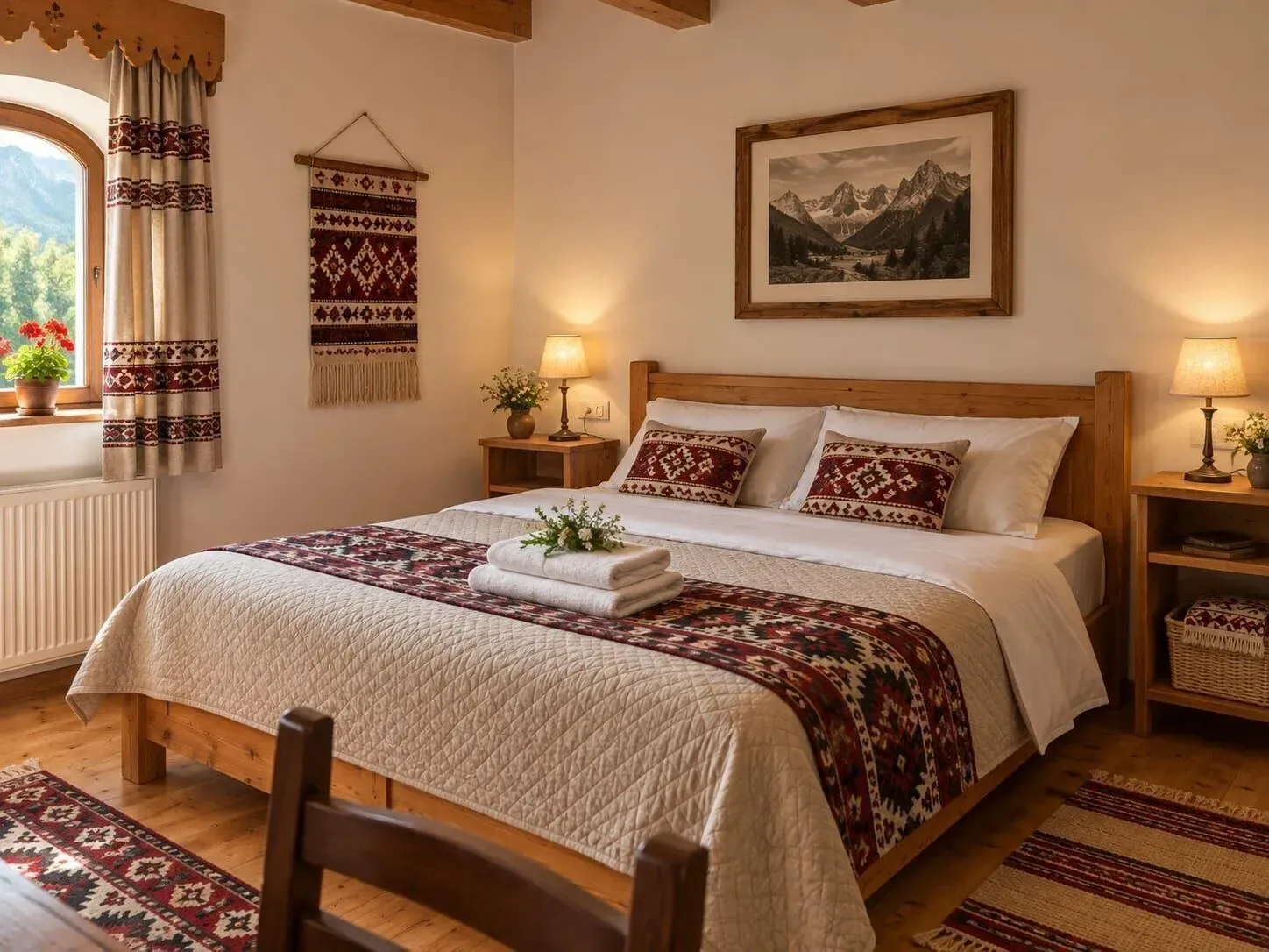 Habitación tradicional en la histórica Torre Gjeçaj.