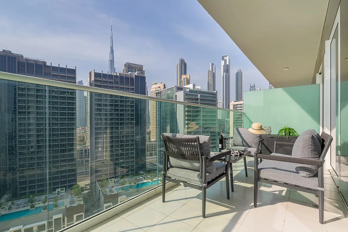 Balcony w/ Partial Burj Khalifa Views