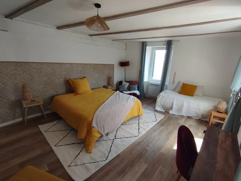 Bed in a guest room