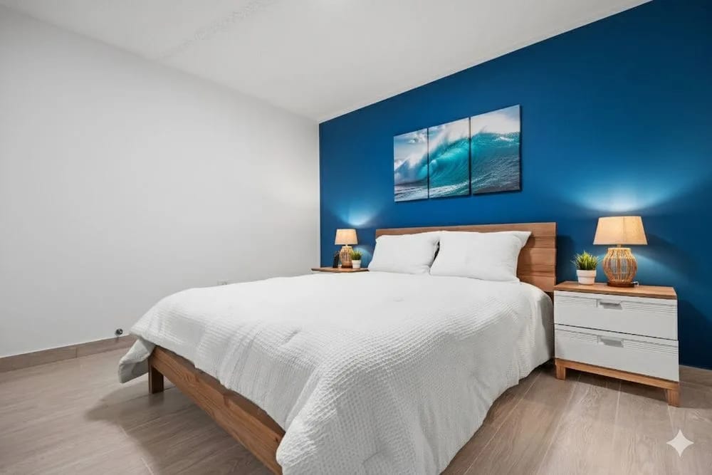 Ocean vibes right in your room! Enjoy the relaxing atmosphere.