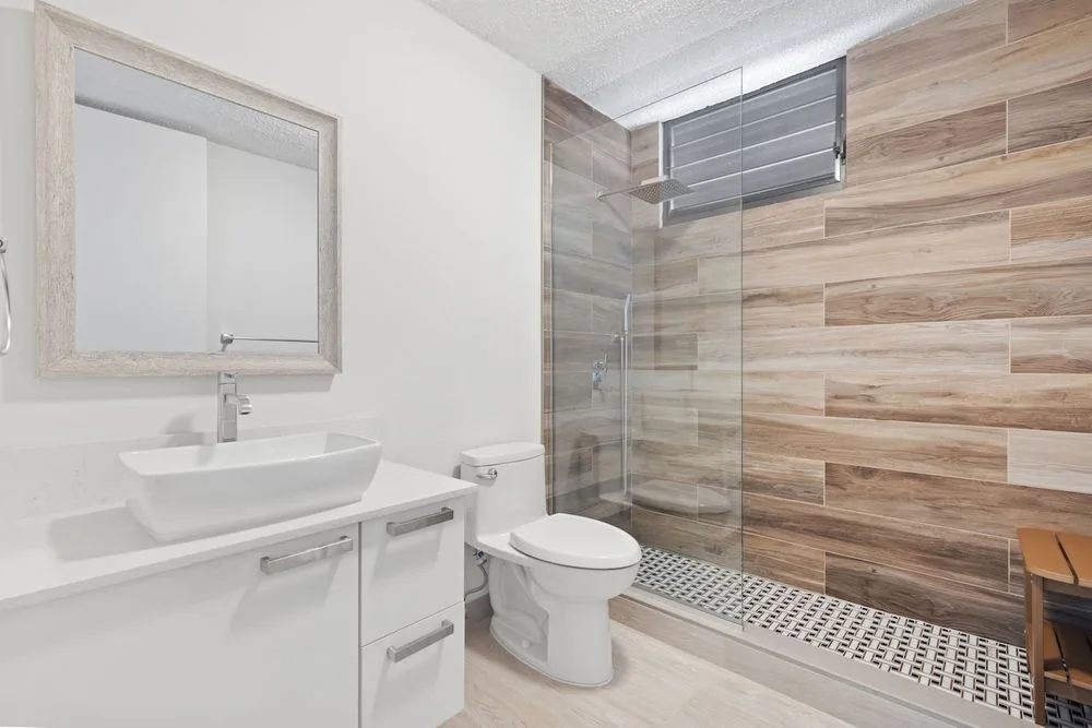 A clean and tidy bathroom, designed for your convenience and comfort.