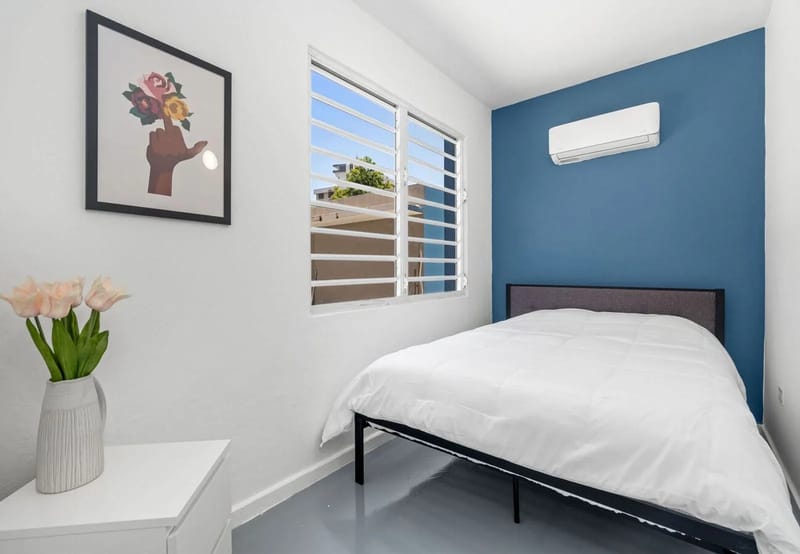 Queen bedroom 2 with A/C and natural light