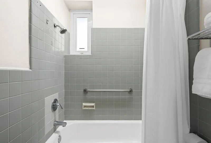 Sleek bathroom shower.