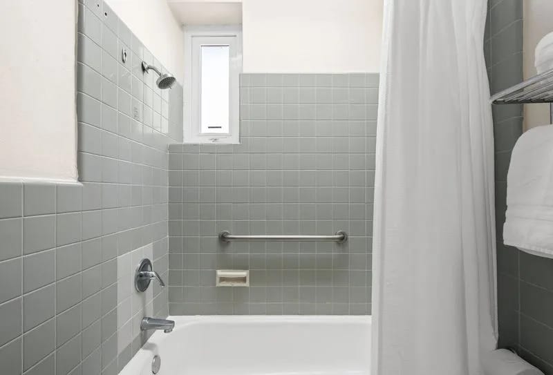 Sleek bathroom shower.
