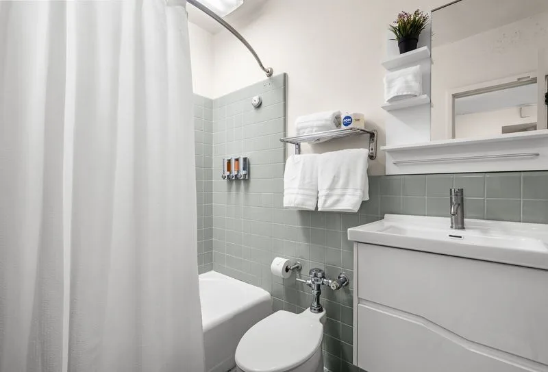 Bathroom with essentials.
