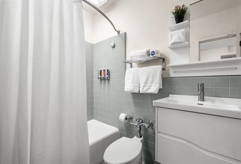 Bathroom with essentials.