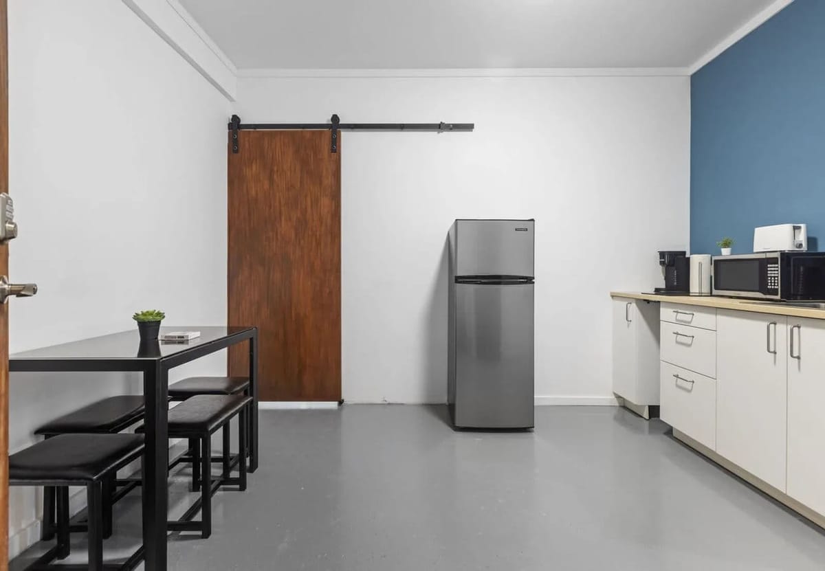 Kitchenette and dining table for four